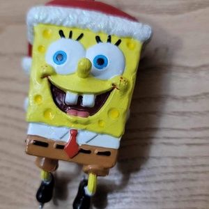 Vtg SpongeBob Christmas Tree Ornament Viacom Sponge Bob Wearing Santa Hat 2004